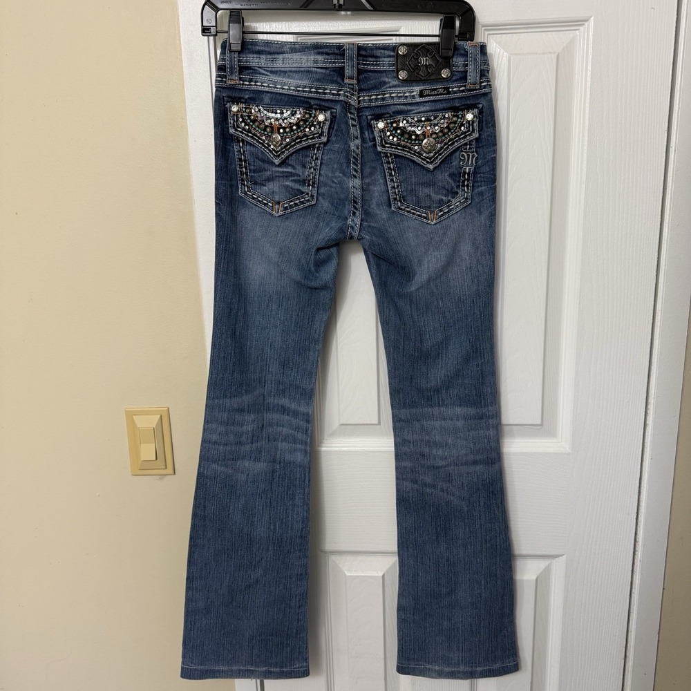 Miss Me Jeans Girls Size 16 Boot Cut JK7002B5 Rhinestones EUC - Picture 2 of 4